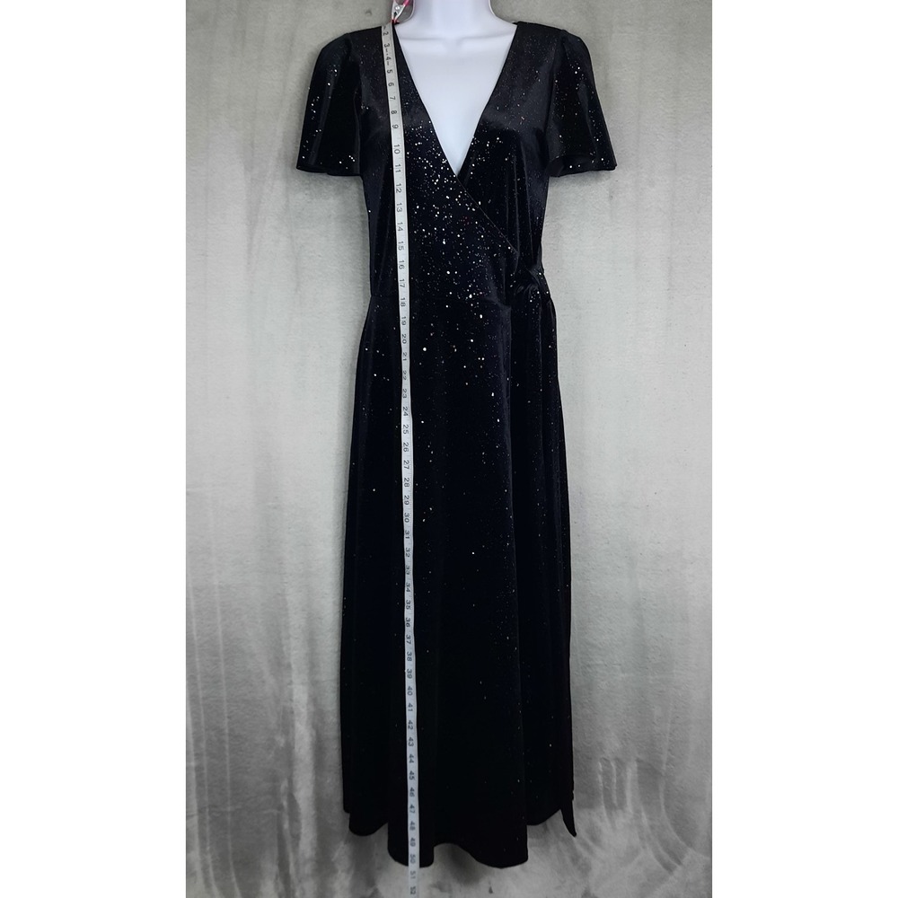 BlackMilk All That Glitters Black Velvet Wrap Midaxi Dress Small Whimsigoth Vamp - Picture 15 of 16
